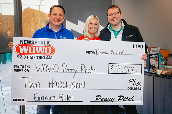 WOWO-GARMANN-MILLER-PENNY-PITCH-DONATION-FORT-WAYNE
